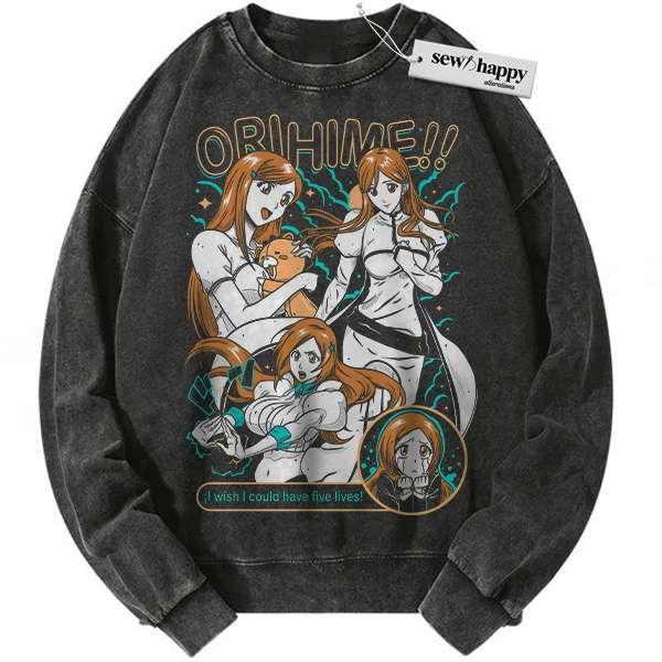 Wash Sweatshirt Orihime Inoue Sweatshirt, Bleach Sweatshirt, Anime Sweatshirt, Vintage Sweatshirt