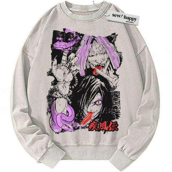 Wash Sweatshirt Orochimaru Sweatshirt, Naruto Sweatshirt, Anime Sweatshirt, Vintage Sweater