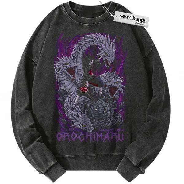 Wash Sweatshirt Orochimaru Sweatshirt, Naruto Sweatshirt, Anime Sweatshirt, Vintage Sweatshirt