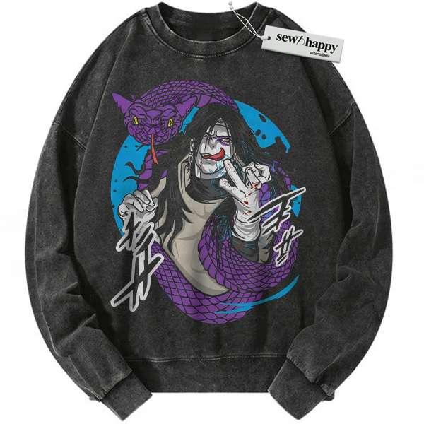 Wash Sweatshirt Orochimaru Sweatshirt, Naruto Sweatshirt, Anime Sweatshirt, Vintage Sweatshirt