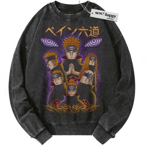Wash Sweatshirt Pain - Nagato Uzumaki Sweatshirt, Naruto Sweatshirt, Anime Sweatshirt, Vintage Sweatshirt