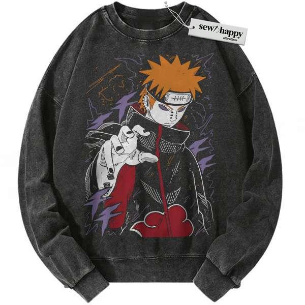 Wash Sweatshirt Pain - Nagato Uzumaki Sweatshirt, Naruto Sweatshirt, Anime Sweatshirt, Vintage Sweatshirt