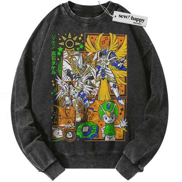 Wash Sweatshirt Patamon Sweatshirt, Angemon Sweatshirt, MagnaAngemon Sweatshirt, Takeru Takaishi Sweatshirt, Digimon Adventure Sweatshirt, Anime Sweatshirt, Vintage Sweater