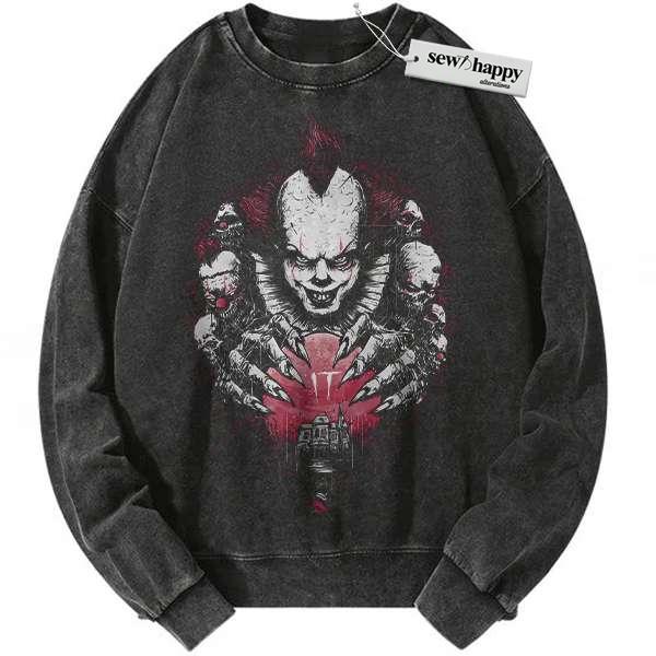 Wash Sweatshirt Pennywise Sweatshirt, IT Sweatshirt, Halloween Sweatshirt, Horror Movie Sweatshirt, Vintage Sweater