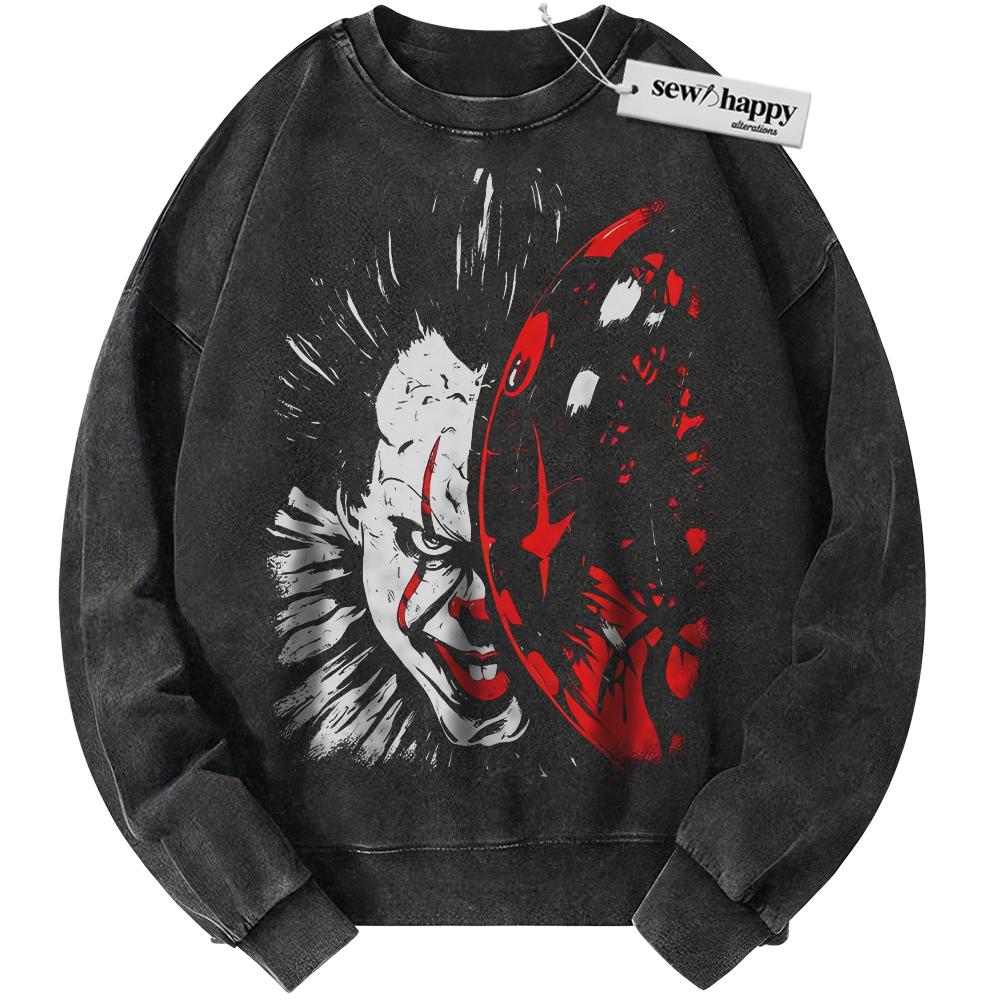 Wash Sweatshirt Pennywise Sweatshirt, IT Sweatshirt, Halloween Sweatshirt, Horror Sweatshirt, Vintage Sweater