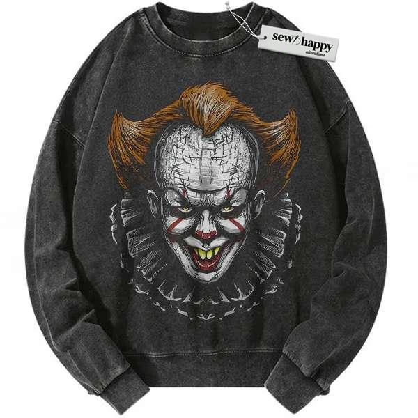 Wash Sweatshirt Pennywise Sweatshirt, IT Sweatshirt, Halloween Sweatshirt, Horror Sweatshirt, Vintage Sweater