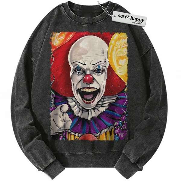 Wash Sweatshirt Pennywise Sweatshirt, IT Sweatshirt, Horror Movie Sweatshirt, Vintage Sweater