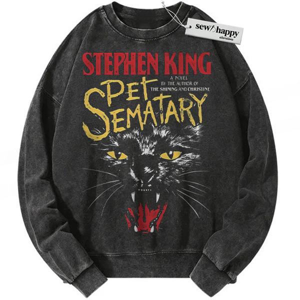 Wash Sweatshirt Pet Sematary Sweatshirt, Horror Movie Sweatshirt, Halloween Sweatshirt, Vintage Sweater