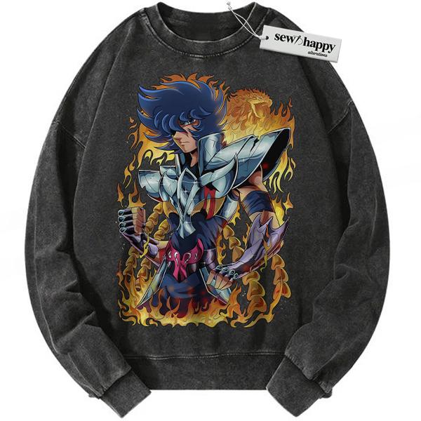 Wash Sweatshirt Phoenix Ikki Sweatshirt, Saint Seiya Sweatshirt, Anime Sweatshirt, Vintage Sweatshirt