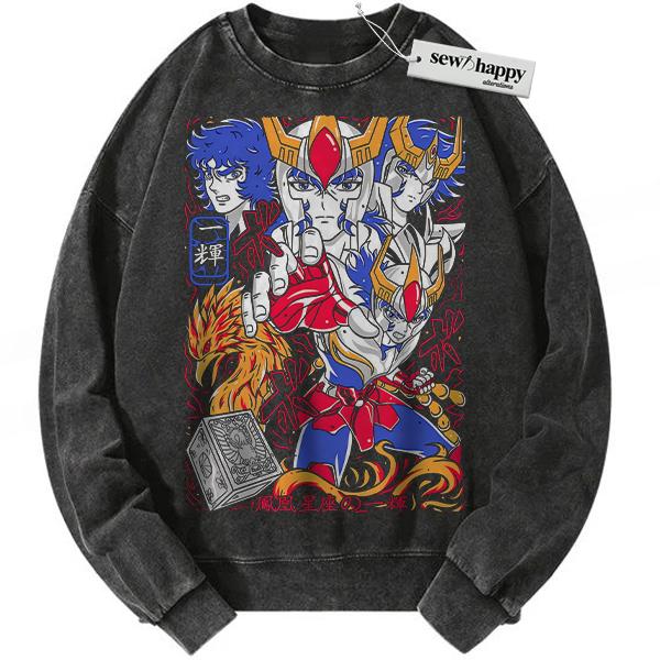 Wash Sweatshirt Phoenix Ikki Sweatshirt, Saint Seiya Sweatshirt, Anime Sweatshirt, Vintage Sweatshirt