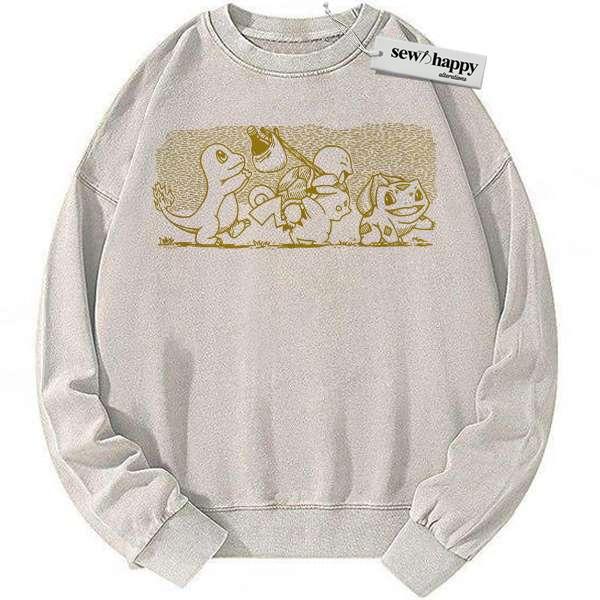 Wash Sweatshirt Pikachu Sweatshirt, Bulbasaur Sweatshirt, Charmander Sweatshirt, Squirtle Sweatshirt, Pokemon Sweatshirt, PKM Sweatshirt, Anime Sweatshirt, Vintage Sweater Wash Sweatshirt Pikachu Sweatshirt, Bulbasaur Sweatshirt, Charmander Sweatshirt, Squirtle Sweatshirt, Pokemon Sweatshirt, PKM Sweatshirt, Anime Sweatshirt, Vintage Sweater - Image 1