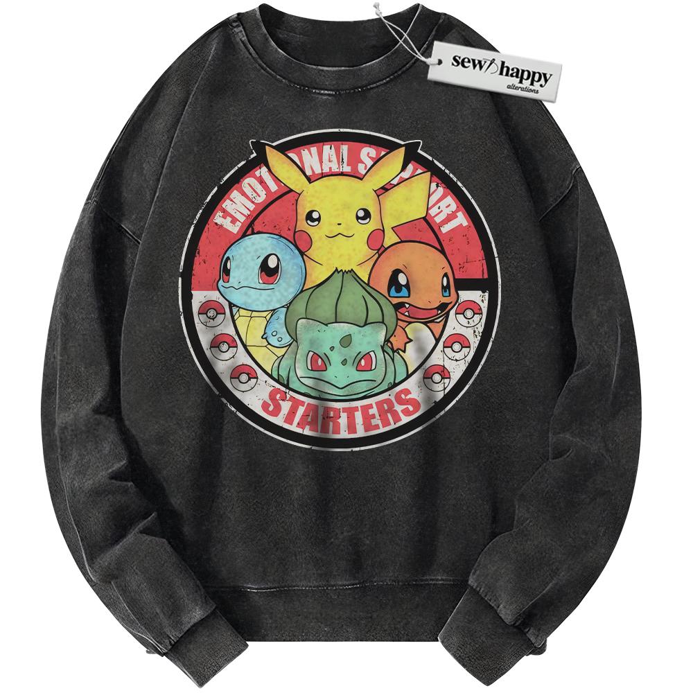 Wash Sweatshirt Pikachu Sweatshirt, Bulbasaur Sweatshirt, Squirtle Sweatshirt, Charmander Sweatshirt, Pokemon Sweatshirt, Anime Sweatshirt, Vintage Sweater