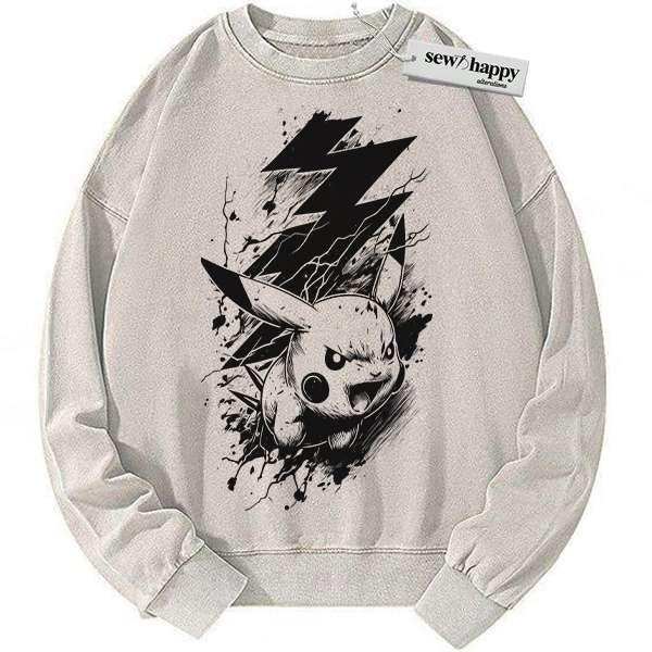 Wash Sweatshirt Pikachu Sweatshirt, Pokemon Sweatshirt, Anime Sweatshirt, Vintage Sweater