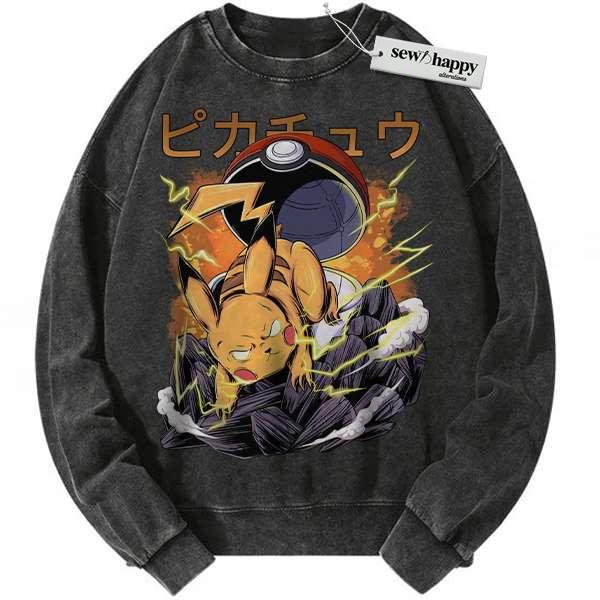 Wash Sweatshirt Pikachu Sweatshirt, Pokemon Sweatshirt, Anime Sweatshirt, Vintage Sweatshirt Wash Sweatshirt Pikachu Sweatshirt, Pokemon Sweatshirt, Anime Sweatshirt, Vintage Sweatshirt - Image 1