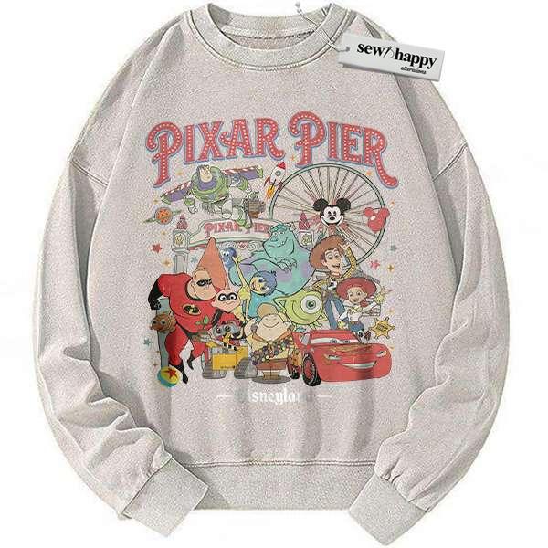 Wash Sweatshirt Pixar x Disney Sweatshirt, Cartoon Sweatshirt, Vintage Sweater