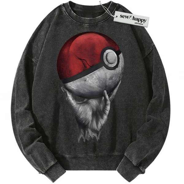 Wash Sweatshirt Poke Ball Sweatshirt, Pokemon Sweatshirt, Anime Sweatshirt, Vintage Sweater