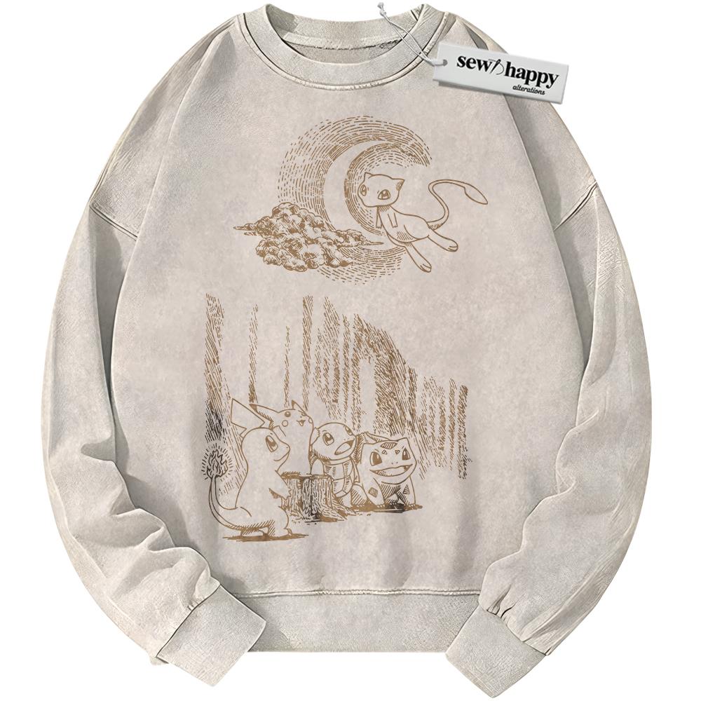 Wash Sweatshirt Pokemon Sweatshirt, Anime Sweatshirt, Vintage Sweater