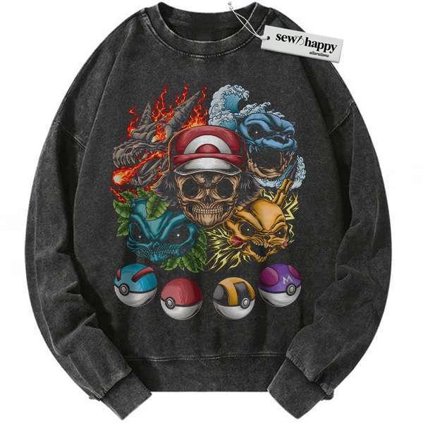Wash Sweatshirt Pokemon Sweatshirt, Anime Sweatshirt, Vintage Sweater