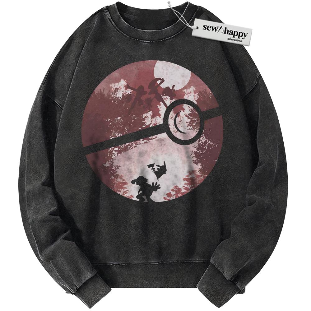 Wash Sweatshirt Pokemon Sweatshirt, Anime Sweatshirt, Vintage Sweater