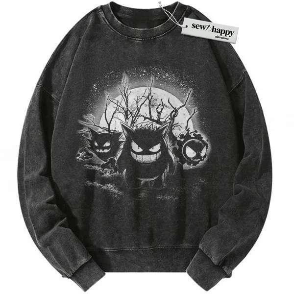 Wash Sweatshirt Pokemon Sweatshirt, Gengar Sweatshirt, Gatsly Sweatshirt, Haunter Sweatshirt, Anime Sweatshirt, Vintage Sweater