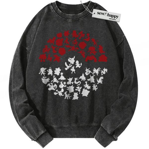Wash Sweatshirt Pokemon Sweatshirt, PKM Sweatshirt, Anime Sweatshirt, Vintage Sweater Wash Sweatshirt Pokemon Sweatshirt, PKM Sweatshirt, Anime Sweatshirt, Vintage Sweater - Image 1