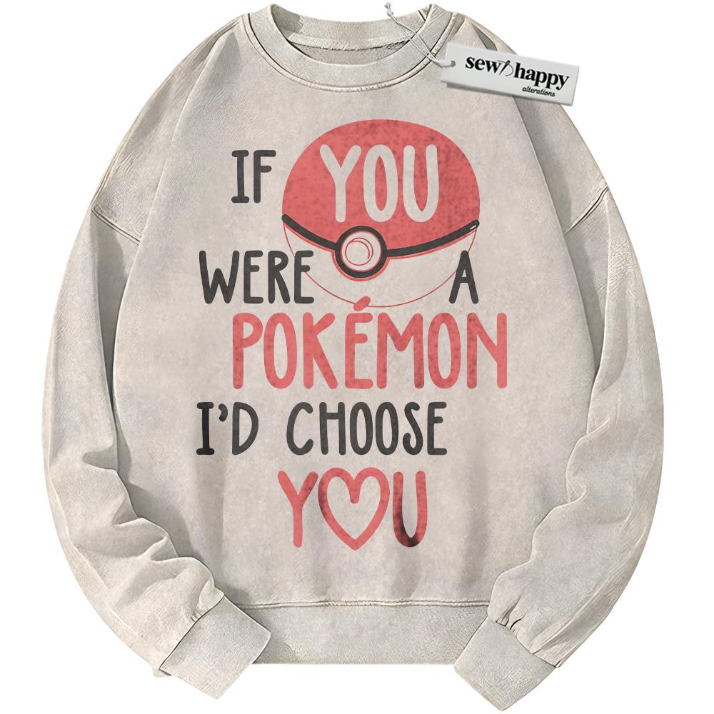 Wash Sweatshirt Pokemon Sweatshirt, PKM Sweatshirt, Valentine's Day Sweatshirt, Anime Sweatshirt, Vintage Sweater
