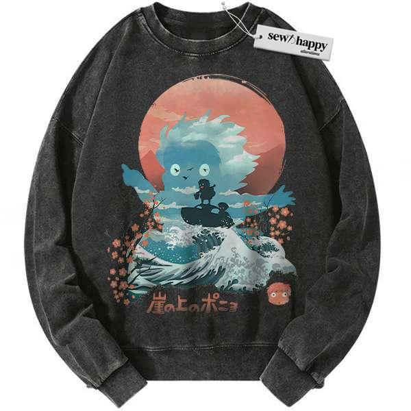 Wash Sweatshirt Ponyo Sweatshirt, Studio Ghibli Sweatshirt, Anime Sweatshirt, Vintage Sweater