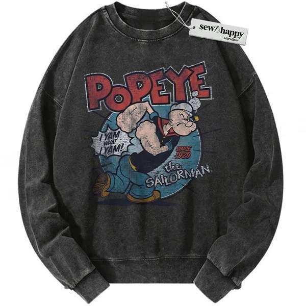 Wash Sweatshirt Popeye sweatshirt, Animated sweatshirt, Vintage Sweater