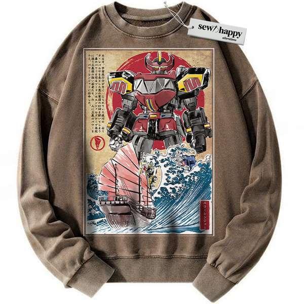 Wash Sweatshirt Power Ranger Sweatshirt, Animated Sweatshirt, Vintage Sweater