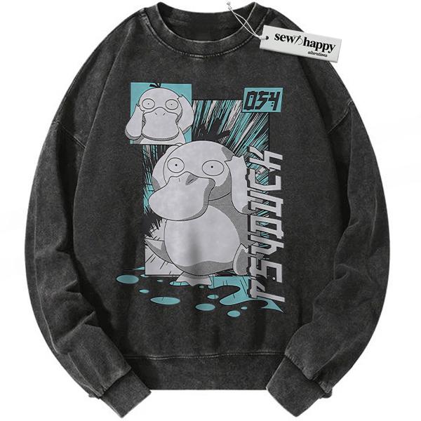 Wash Sweatshirt Psyduck Sweatshirt, Anime Sweatshirt, Vintage Sweatshirt