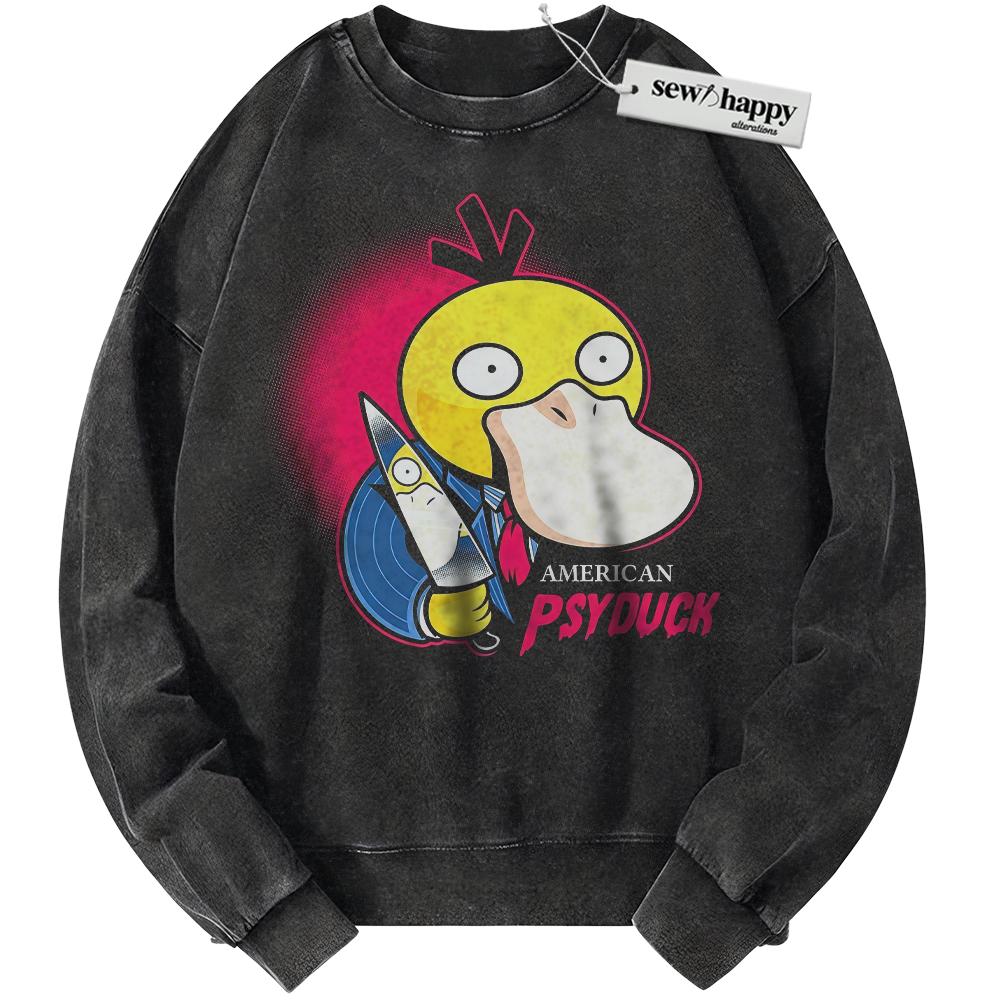 Wash Sweatshirt Psyduck Sweatshirt, Pokemon Sweatshirt, Anime Sweatshirt, Vintage Sweater