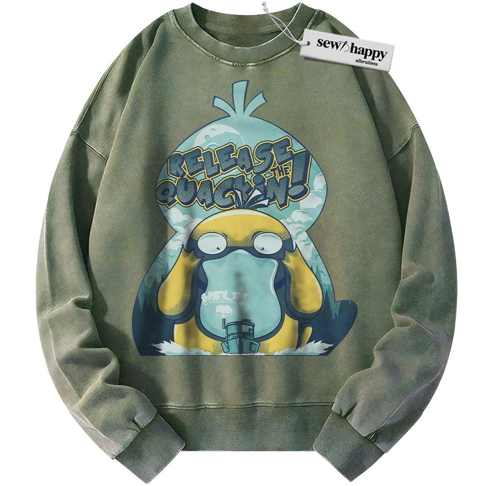 Wash Sweatshirt Psyduck Sweatshirt, Pokemon Sweatshirt, PKM Sweatshirt, Anime Sweatshirt, Vintage Sweater