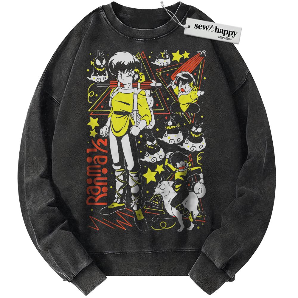 Wash Sweatshirt Ranma Saotome Sweatshirt, Ranma 1/2 Sweatshirt, Anime Sweatshirt, Vintage Sweater