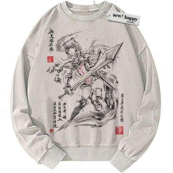 Wash Sweatshirt Raphtalia Sweatshirt, The Rising of The Shield Hero Sweatshirt, Anime Sweatshirt, Vintage Sweater