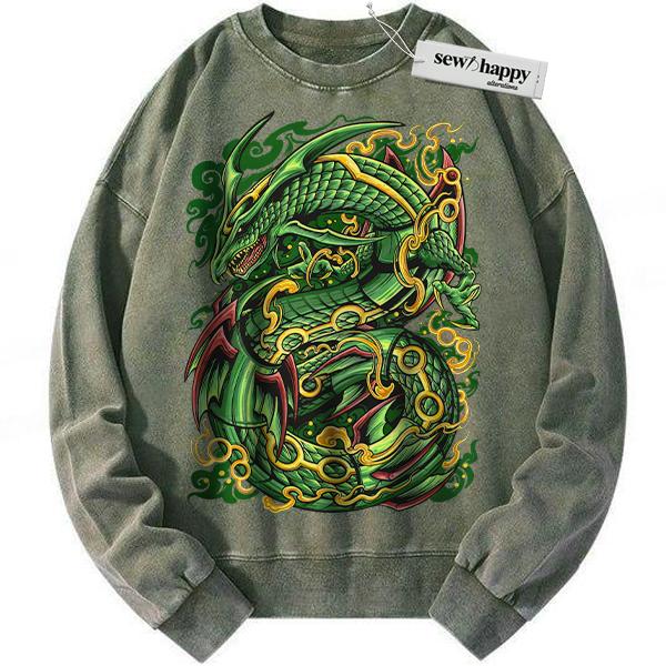 Wash Sweatshirt Rayquaza Sweatshirt, Pokemon Sweatshirt, Anime Sweatshirt, Vintage Sweatshirt