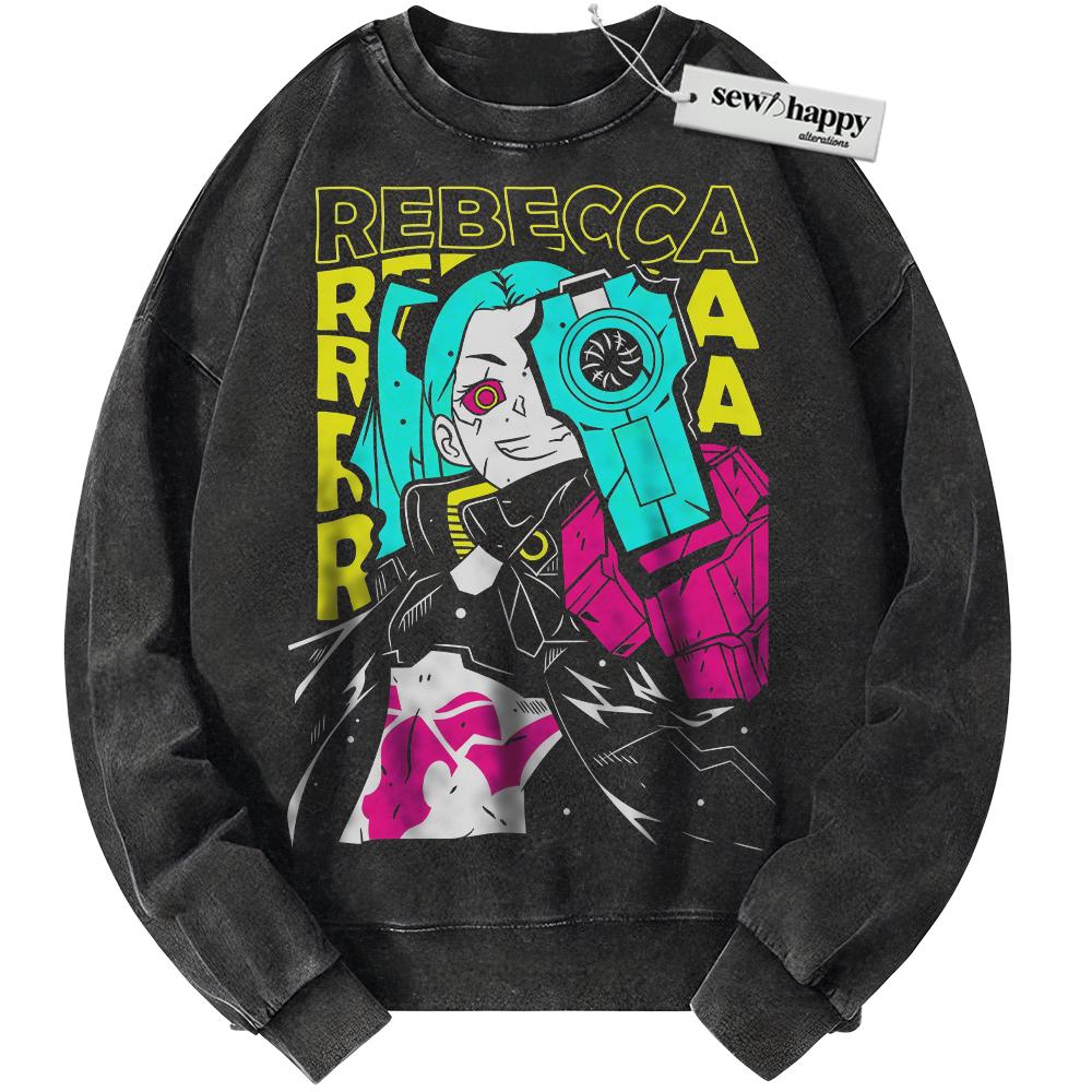 Wash Sweatshirt Rebecca Sweatshirt, Cyberpunk: Edgerunners Sweatshirt, Game Sweatshirt, Vintage Sweater