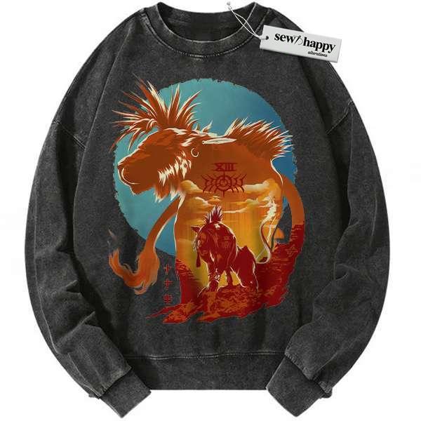 Wash Sweatshirt Red XIII Sweatshirt, Final Fantasy Sweatshirt, Game Sweatshirt, Vintage Sweater