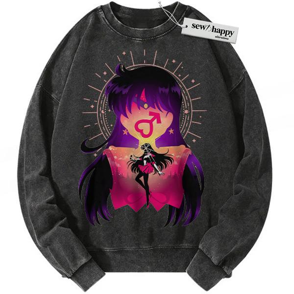Wash Sweatshirt Rei Hino Sweatshirt, Sailor Mars Sweatshirt, Sailor Moon Sweatshirt, Anime Sweatshirt, Vintage Sweatshirt