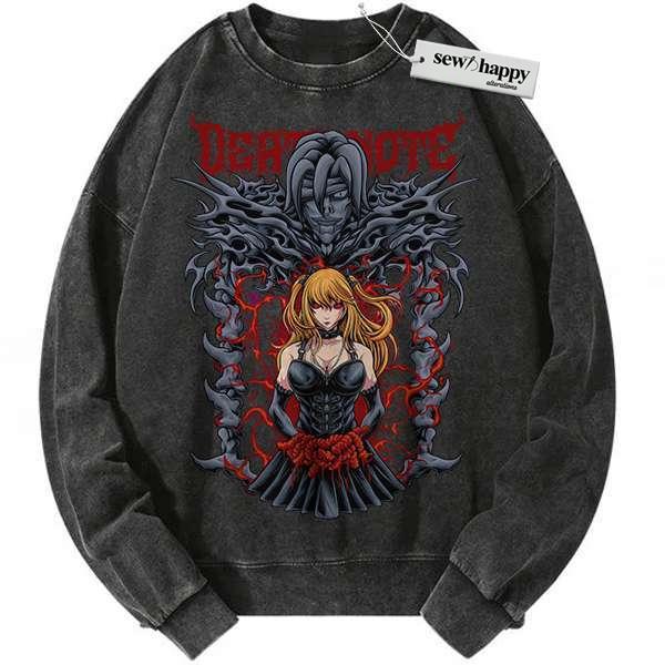 Wash Sweatshirt Rem vs Misa Amane Sweatshirt, Death Note Sweatshirt, Anime Sweatshirt, Vintage Sweatshirt