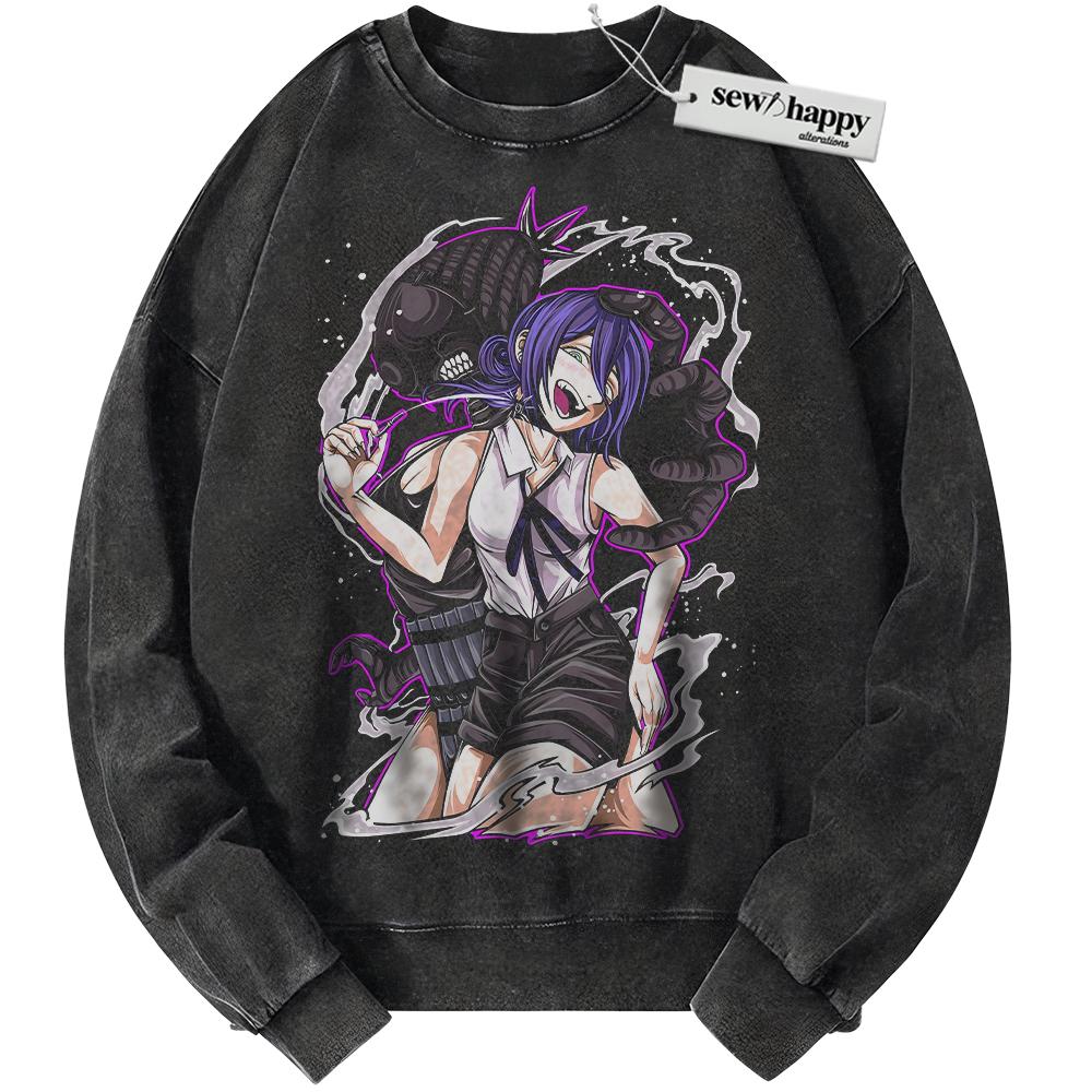 Wash Sweatshirt Reze Sweatshirt, Bomb Girl Sweatshirt, Bomb Devil Sweatshirt, Chainsaw Man Sweatshirt, Anime Sweatshirt, Vintage Sweater