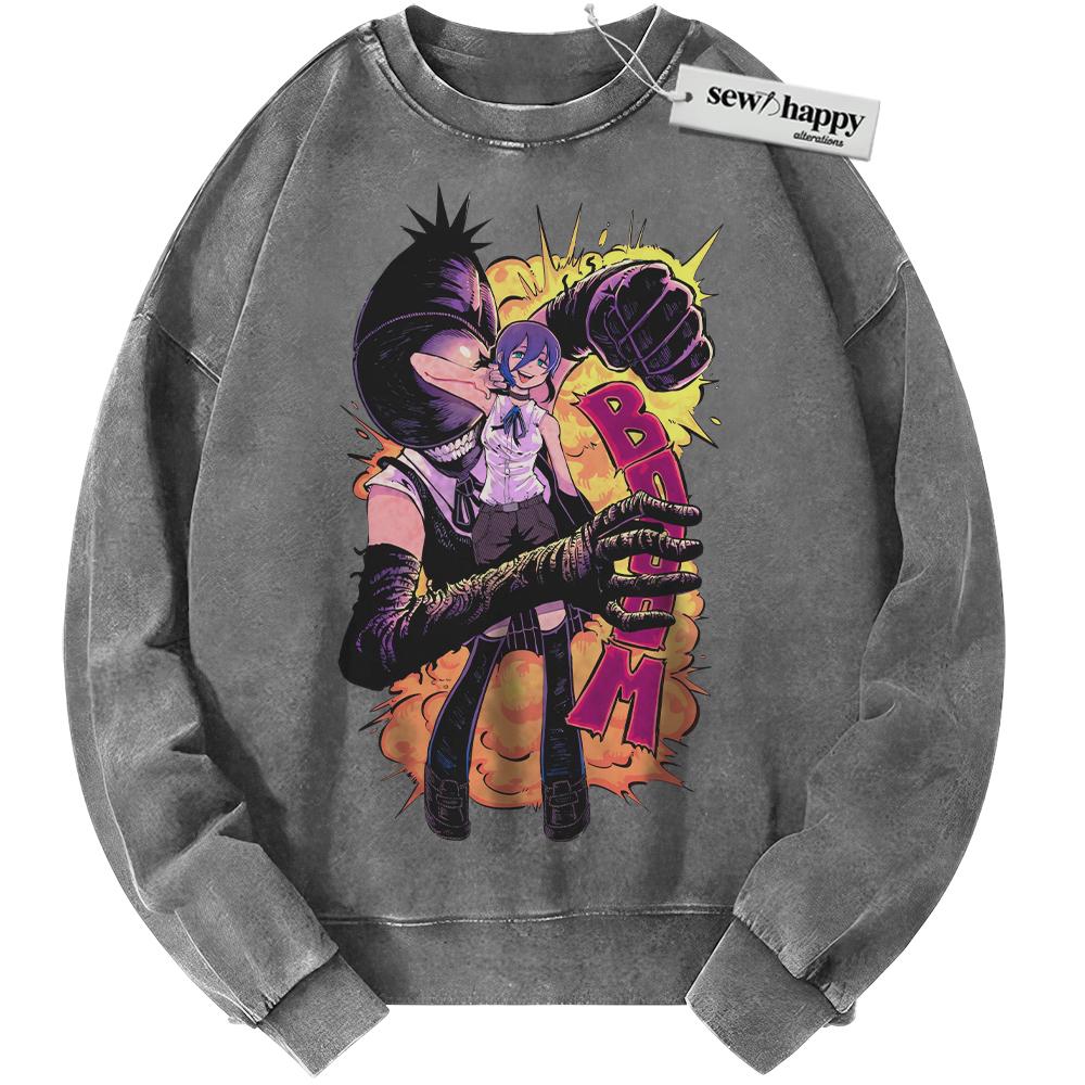 Wash Sweatshirt Reze Sweatshirt, Bomb Girl Sweatshirt, Bomb Devil Sweatshirt, Chainsaw Man Sweatshirt, Anime Sweatshirt, Vintage Sweater