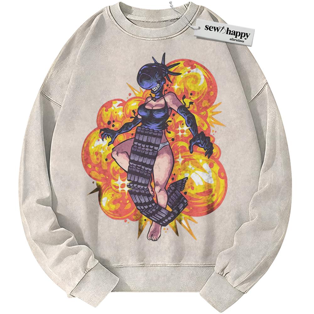 Wash Sweatshirt Reze Sweatshirt, Bomb Girl Sweatshirt, Bomb Devil Sweatshirt, Chainsaw Man Sweatshirt, Anime Sweatshirt, Vintage Sweater