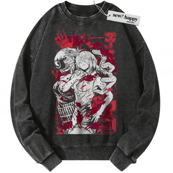 Wash Sweatshirt Reze Sweatshirt, Bomb Girl Sweatshirt, Bomb Devil Sweatshirt, Chainsaw Man Sweatshirt, Anime Sweatshirt, Vintage Sweatshirt