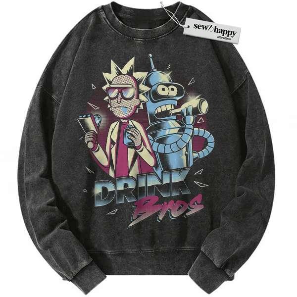Wash Sweatshirt Rick and Morty Sweatshirt, Animated Sweatshirt, Vintage Sweatshirt
