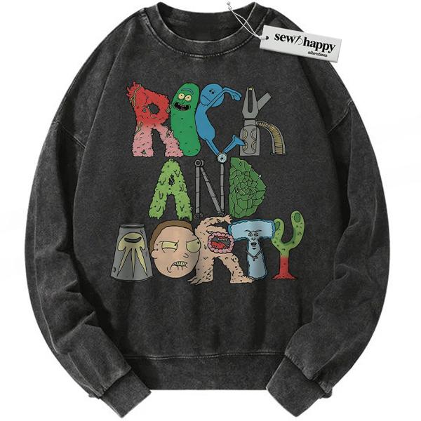Wash Sweatshirt Rick and Morty Sweatshirt, Animated Sweatshirt, Vintage Sweatshirt Wash Sweatshirt Rick and Morty Sweatshirt, Animated Sweatshirt, Vintage Sweatshirt - Image 1