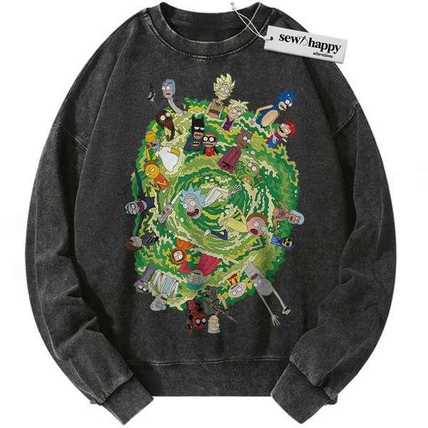 Wash Sweatshirt Rick and Morty Sweatshirt, Animated Sweatshirt, Vintage Sweatshirt