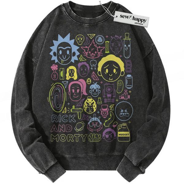 Wash Sweatshirt Rick and Morty Sweatshirt, Animated Sweatshirt, Vintage Sweatshirt