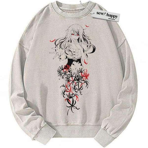 Wash Sweatshirt Rize Kamishiro Sweatshirt, Tokyo Ghoul Sweatshirt, Anime Sweatshirt, Vintage Sweater