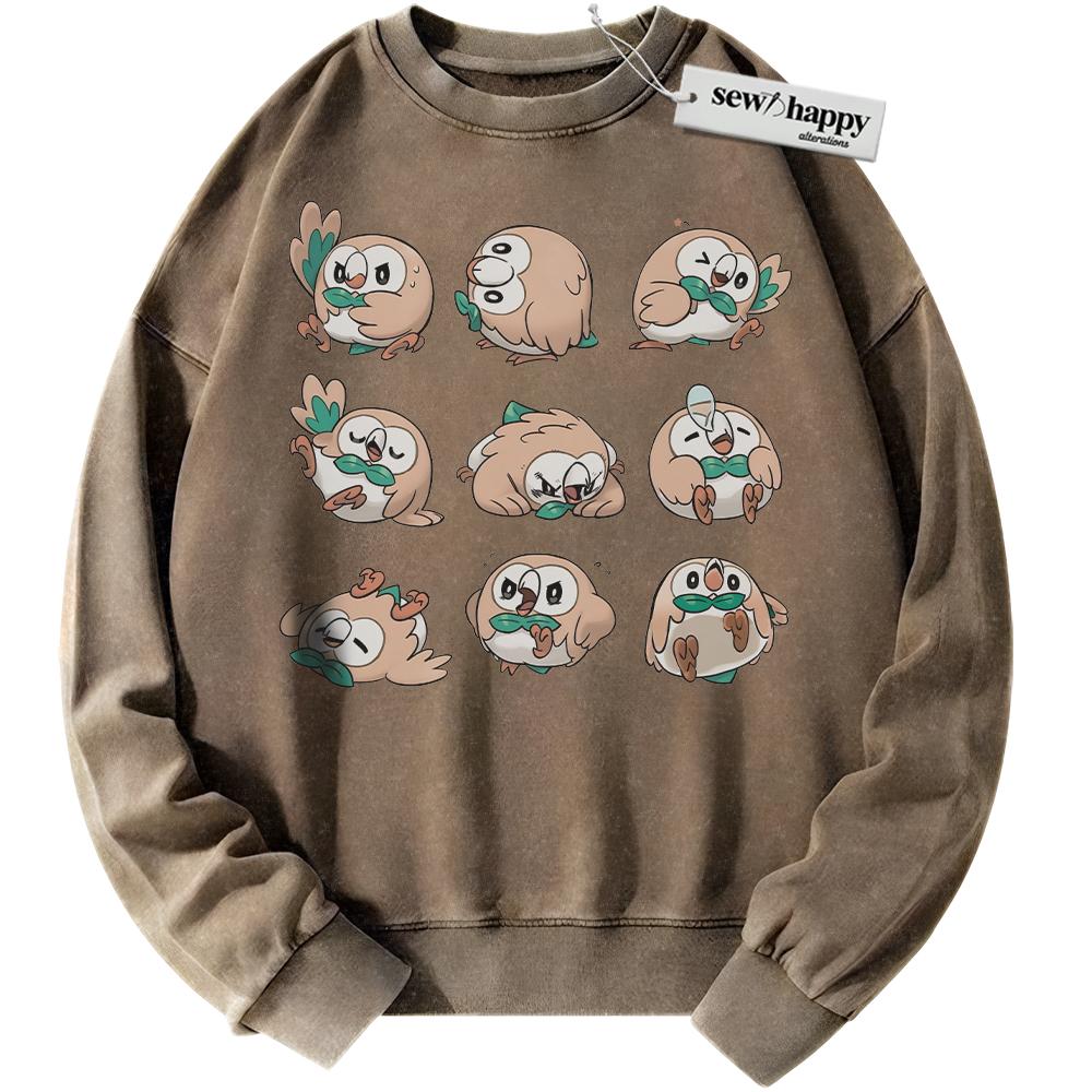 Wash Sweatshirt Rowlet Sweatshirt, Pokemon Sweatshirt, PKM Sweatshirt, Anime Sweatshirt, Vintage Sweater Wash Sweatshirt Rowlet Sweatshirt, Pokemon Sweatshirt, PKM Sweatshirt, Anime Sweatshirt, Vintage Sweater - Image 1