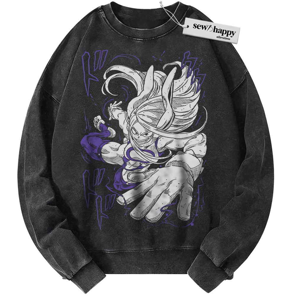 Wash Sweatshirt Rumi Usagiyama Sweatshirt, Mirko Sweatshirt, MHA Sweatshirt, Anime Sweatshirt, Vintage Sweater